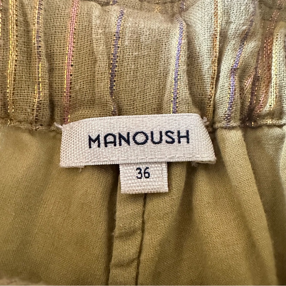 MANOUSH PAPER BAG HIGH WAIST COTTON LUREX THREADED PANTS SIZE 4 - Picture 9 of 14